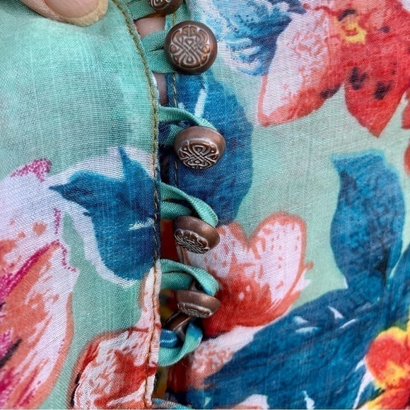 Aratta Silent Journey Floral Long Sleeve Blouse Top Feminine Lace Drapey Sz S - Picture 5 of 11